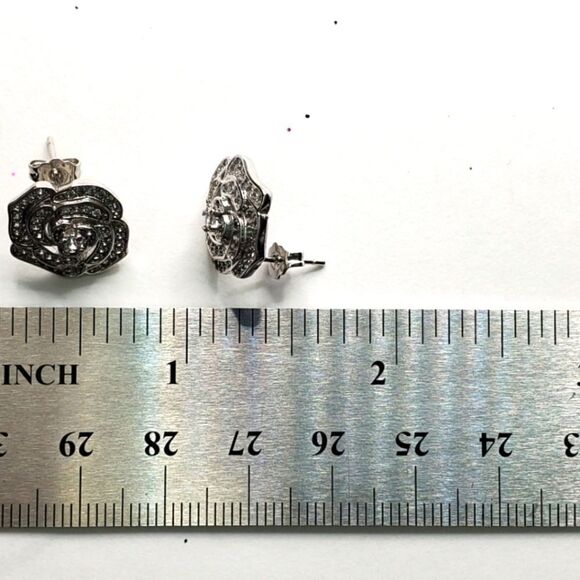 Flower Diamond Stud Back Earrings - Women's Jewelry - Picture 5 of 5